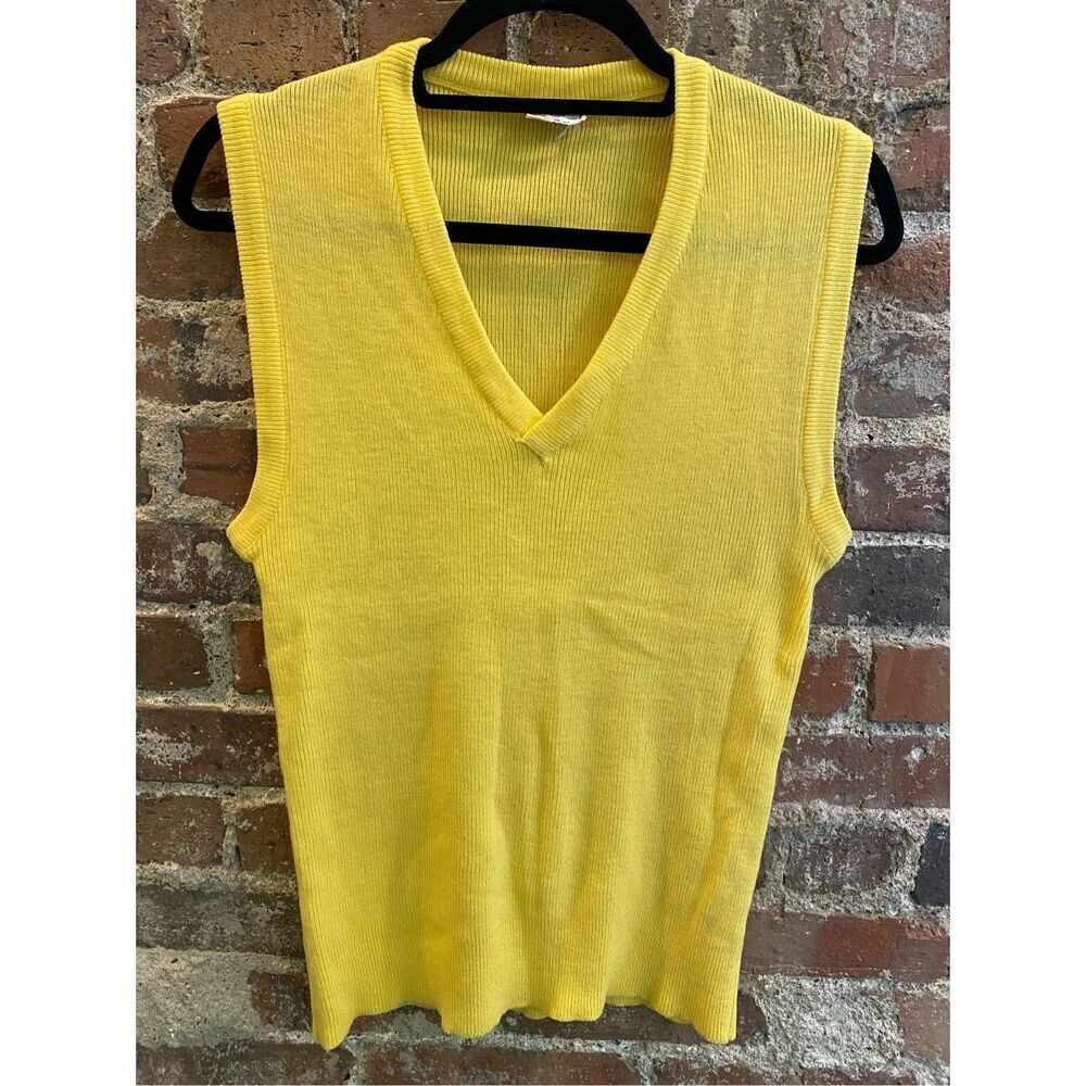 ARROW Casual Wear VNTG Yellow V-Neck Sweater Vest Women’s Size L
